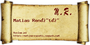 Matias Renátó névjegykártya